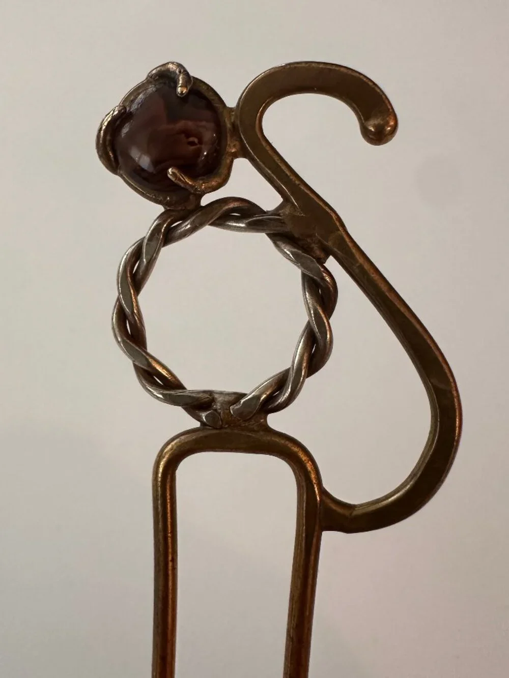 Brass and Crystal Hair Pin
